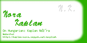 nora kaplan business card